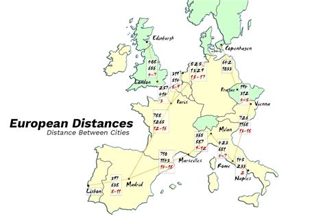 How Far Apart Are Major Cities in Europe? | Europe map, Cities in europe, Europe train