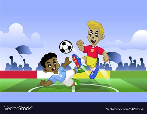 Cartoon Soccer Kids Playing Soccer Game Royalty Free Vector