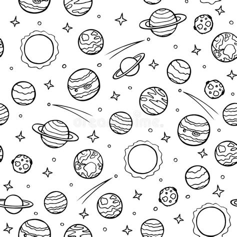 Cosmos Seamless Pattern Planets Stars Celestial Bodies Of The Solar