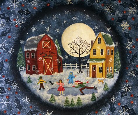 Items For Sale Christmas Folk Art Primitive Winter Scene Hand Painted
