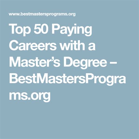 Top 50 Paying Careers With A Masters Degree