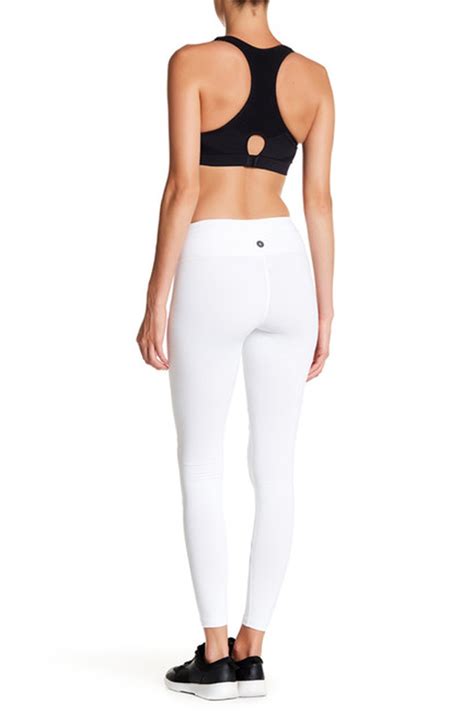 Form Fitting Legging With Zigzag Mesh And Reflective Piping White Prjon