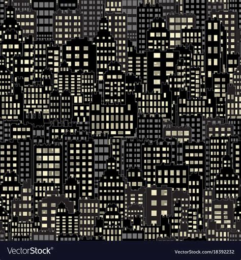 Seamless Background With City Building Night Vector Image