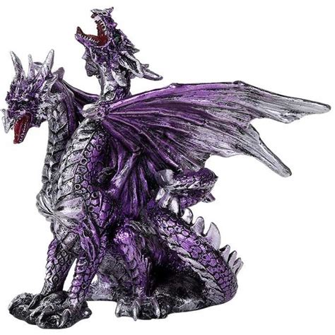Realm Protectors Set Of 2 Purple Blue Dragon Figurine Fantasy Ornament