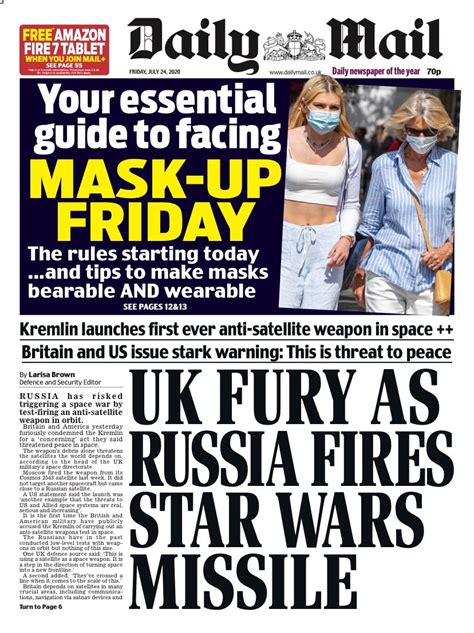 Daily Mail Front Page 24th Of July 2020 Tomorrows Papers Today