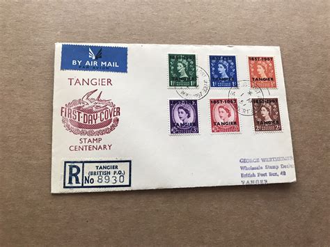 Great Britain 1957 Fdc Tangier Office Qeii Set Of 6 Stamp Centennial