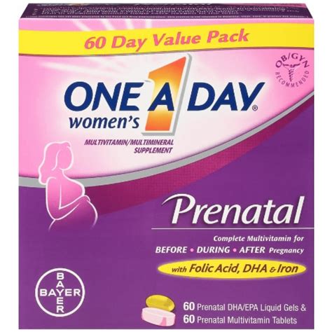 One A Day Women S Prenatal Multivitamin Multimineral With Folic Acid Dha And Iron Supplement