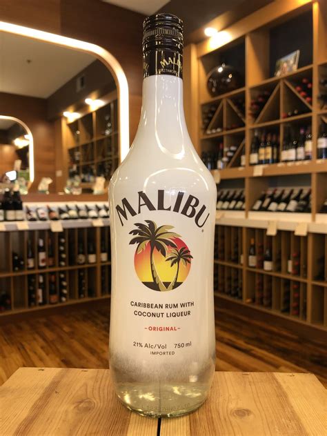 Rum liqueur malibu with coconut flavor can be drunk in its pure form or used to make cocktails. Malibu Coconut Rum - 750 ML - Downtown Wine + Spirits