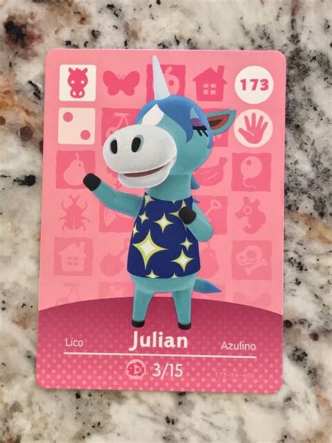 Julian 173 Animal Crossing Amiibo Authentic Nintendo Mint Card From