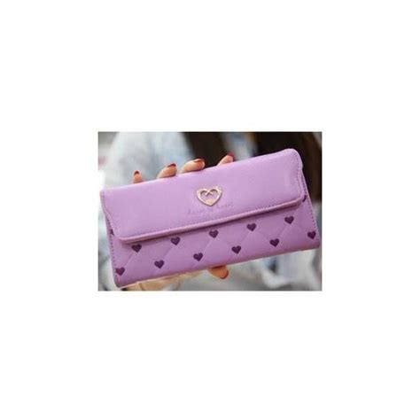 Heart Print Flap Long Wallet Long Wallet Wallet Purple Bag
