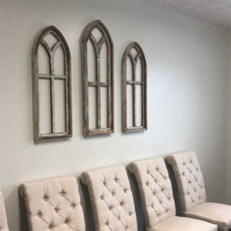 Cathedral Farmhouse Wooden Window Frame Arch Set Etsy