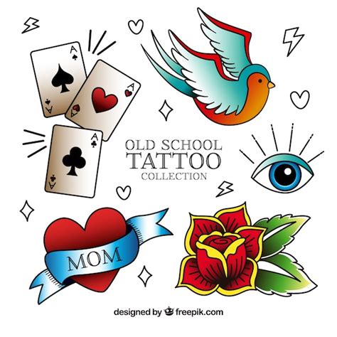 Vintage Tattoo Collectie Gratis Vector