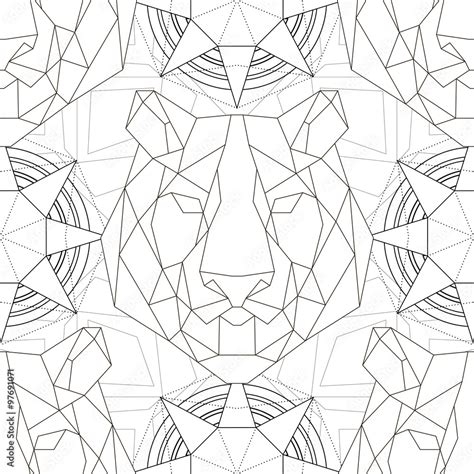 Animal Head Triangular Icon Geometric Pattern Trendy Line Design