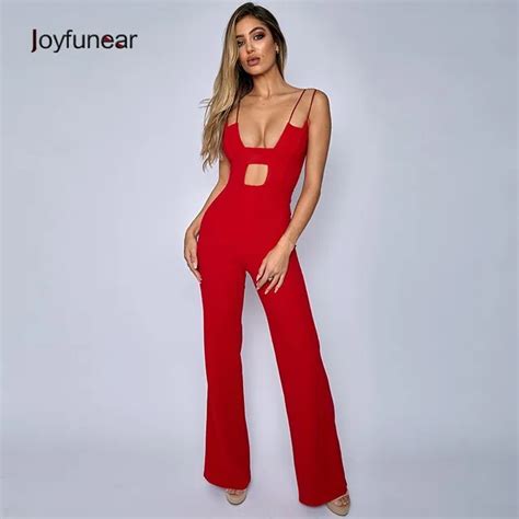 joyfunear new strap sleeveless ankle length jumpsuit women solid sexy bodycon jumpsuit playsuit