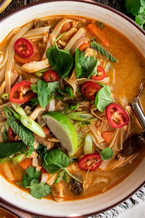 Spicy Thai Chicken Rice Noodle Soup The Original Dish