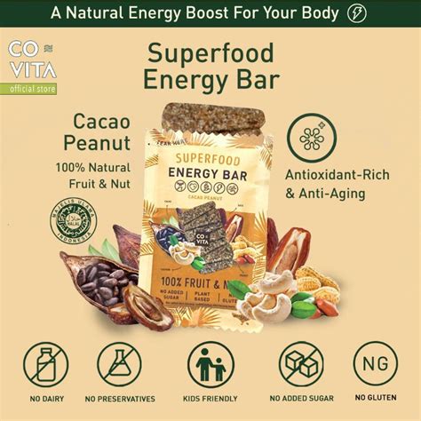 Covita Superfood Energy Bar Cacao Peanut 35g Shopee Indonesia