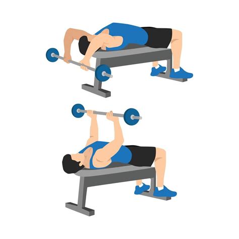 Man Doing Lying Chest Overhead Extensions Exercise Flat Vector