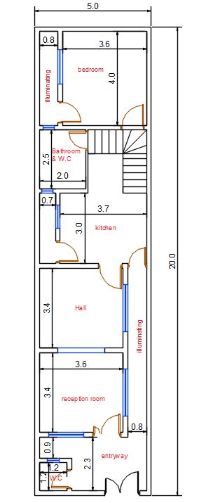 البسيط و ضغير الحجم ليوفر مساحة فالمنزل. Tasmim Blog: تصميم منزل 50 متر واجهة واحدة