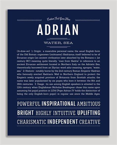 Adrian Classic Name Print Classic Names Personalized Art Print Names With Meaning