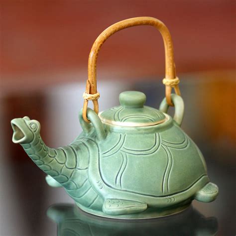 Novica Lingering Turtle Unique Ceramic Teapot Wayfair