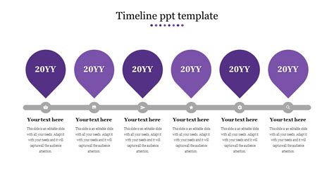 Simple Timeline Ppt Template With Purple Color Slide