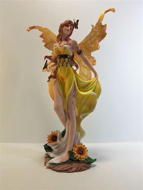 91385 Sunflower Fairy Figurine With Magical Butterfly By Etsy