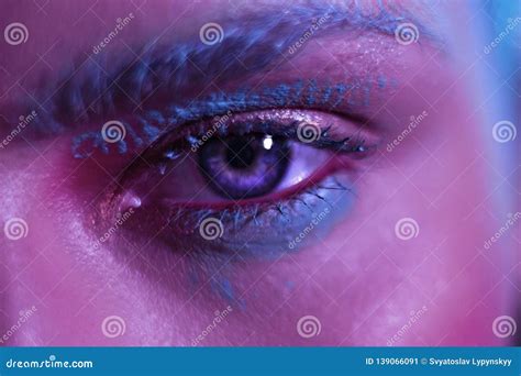 Beautiful Stylish Model With Pronounced Blue Eyes Stock Image Image