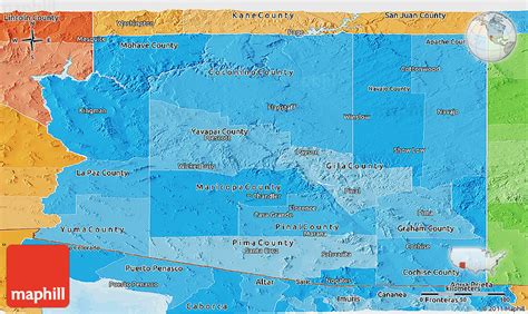 Political Shades Panoramic Map Of Arizona