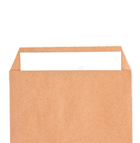 Open Brown Envelope With Paper Letter Inside Stock Image Image Of