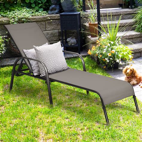 Got an outdoor chaise lounge chair with outdoor cushions? Costway Outdoor Patio Lounge Chair Chaise Fabric ...