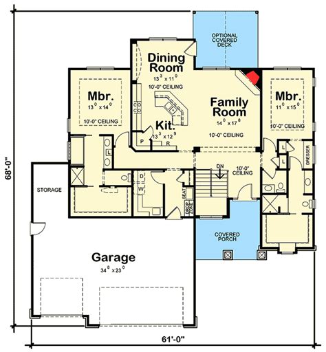 Dual Master Craftsman Ranch Home Plan 42412db Architectural Designs