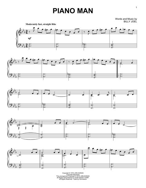 Piano Man Sheet Music By Billy Joel Piano 164378