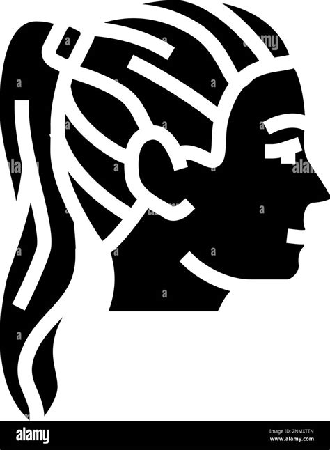 Ponytail Hairstyle Female Glyph Icon Vector Illustration Stock Vector