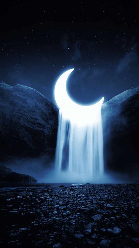 Moon Waterfall Iphone Wallpapers