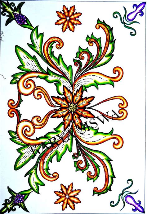 Sketsa Motif Batik Bunga Teratai Gambar Bunga Bunga Teratai Gambar