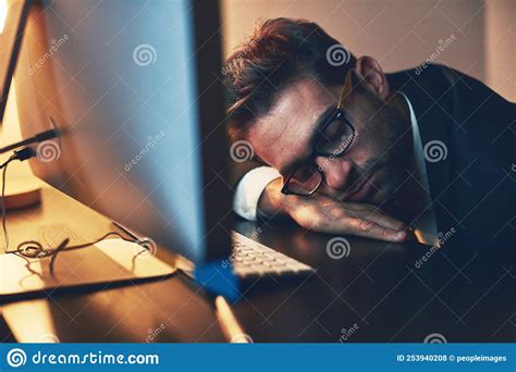 He Fell Asleep At His Desk A Young Businessman Asleep At His Desk