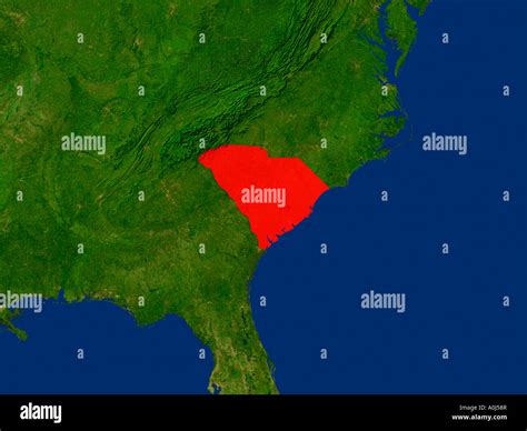 Highlighted Satellite Image Of South Carolina United States Of America