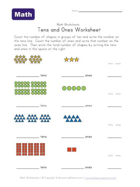 Tens and ones in place value and rounding section. Tens and Ones Worksheet - Shapes Theme | Kids Learning Station
