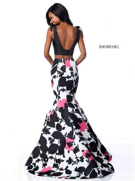 Sherri Hill 51824 Two Piece Taffeta Floral Print Mermaid Dress