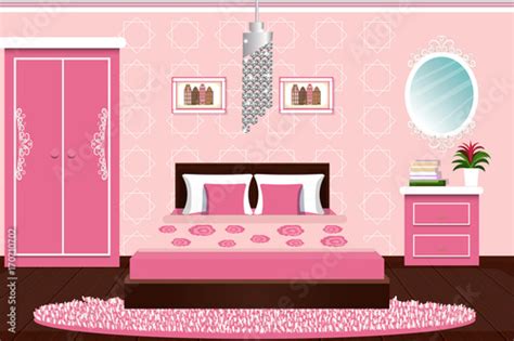 The Interior Of The Bedroom Beautiful Bedroom In Pink Color Furniture