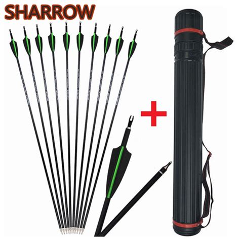 12pcs 30 Archery Carbon Arrows Spine 500 Replacement Broadhead With