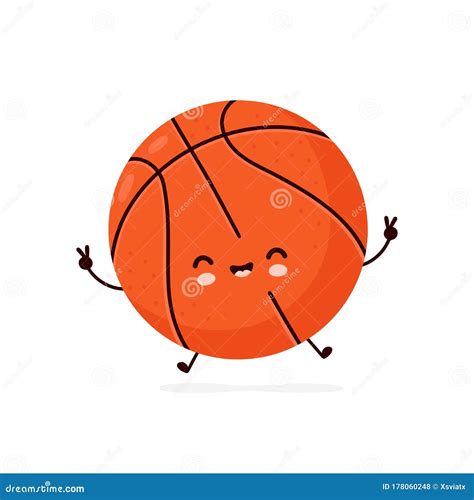 Cute Happy Smiling Basketball Ball Stock Vector Illustration Of
