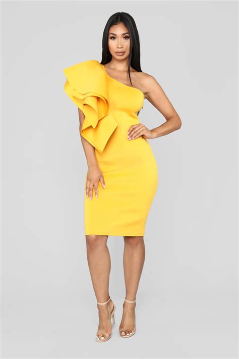 Out All Night Dress Yellow Fashion Nova