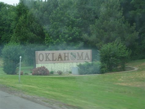 Oklahoma Nice Border Sign Between Arkansas And Oklahoma