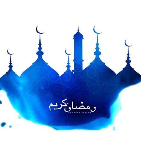 Free Vector Blue Watercolor Ramadan Kareem Background
