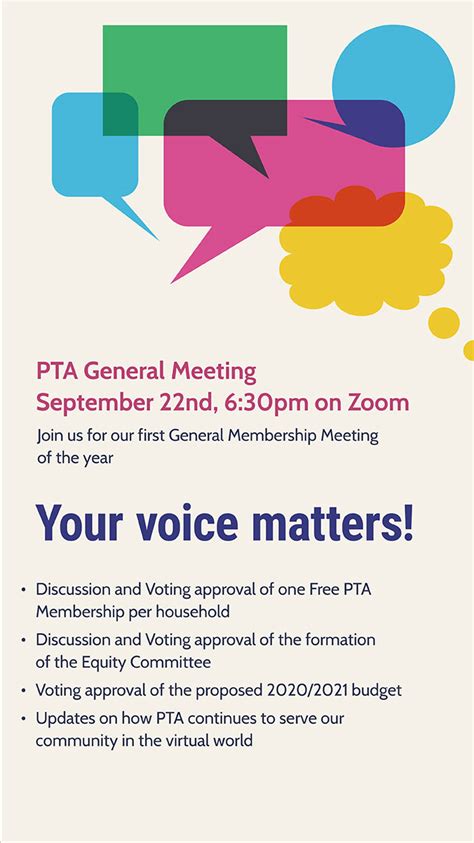 Pta General Meeting Tuesday September 22nd At 630pm Richmond