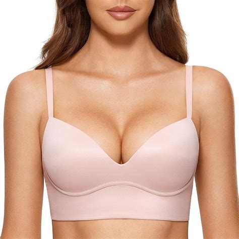 Dobreva Womens Push Up Wireless Bra Padded T Shirt Bras No Underwire Plunge Gentle Rose 36c At