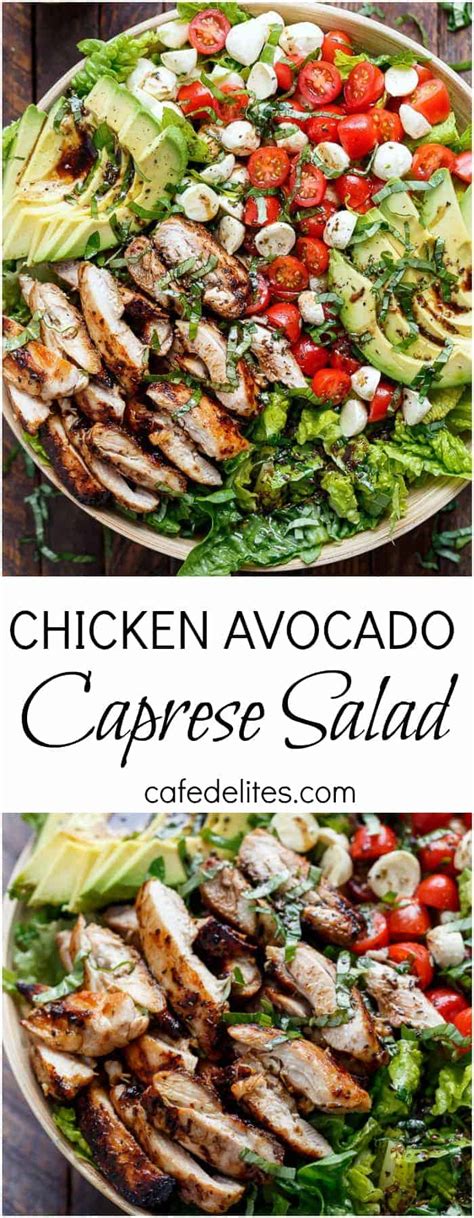 Ok, y'all we are officially kicking off salad week here at joyful healthy eats. Chicken Avocado Caprese Salad - Cafe Delites
