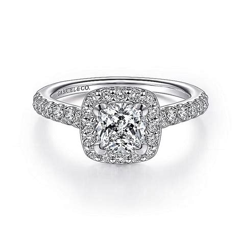 14k White Gold Cushion Halo Diamond Engagement Ring Er14102w44jj