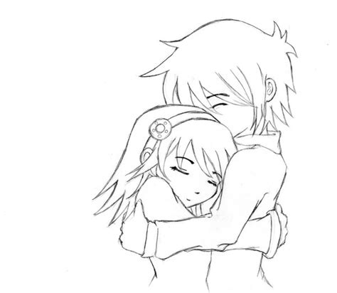 Anime Boy Hugging Girl Drawing Hug Cute Manga Casais Casal Tumblr